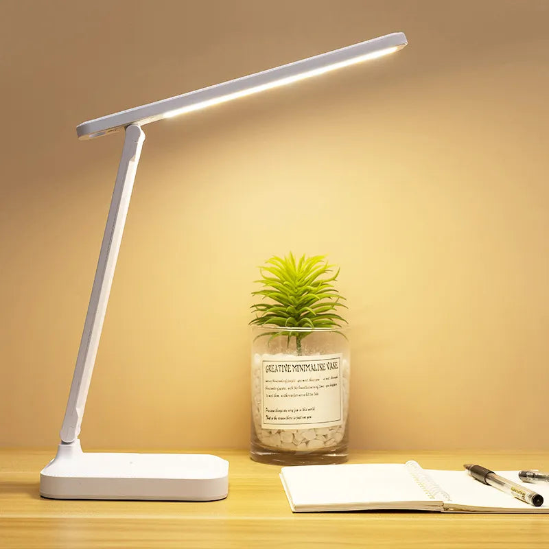 6000mAh Chargeable LED Table Lamp USB 3 Color Stepless Dimmable Desk Lamp Touch Foldable Eye Protection Reading Night Light