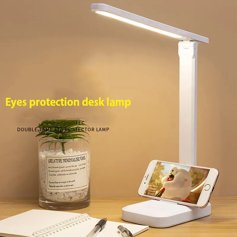 6000mAh Chargeable LED Table Lamp USB 3 Color Stepless Dimmable Desk Lamp Touch Foldable Eye Protection Reading Night Light