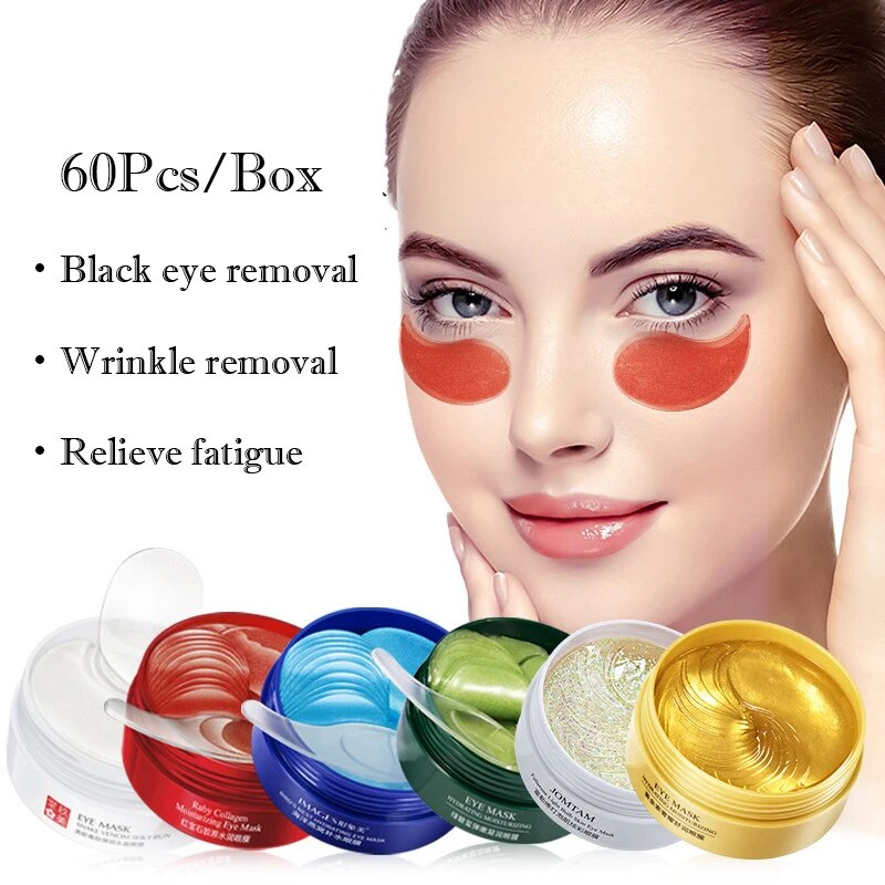 60pcs Gold Collagen Eye Mask moisturizing Anti Wrinkle Dark Circles removal Eyes Care Gel Masks Beauty Anti-Aging Eye Patches