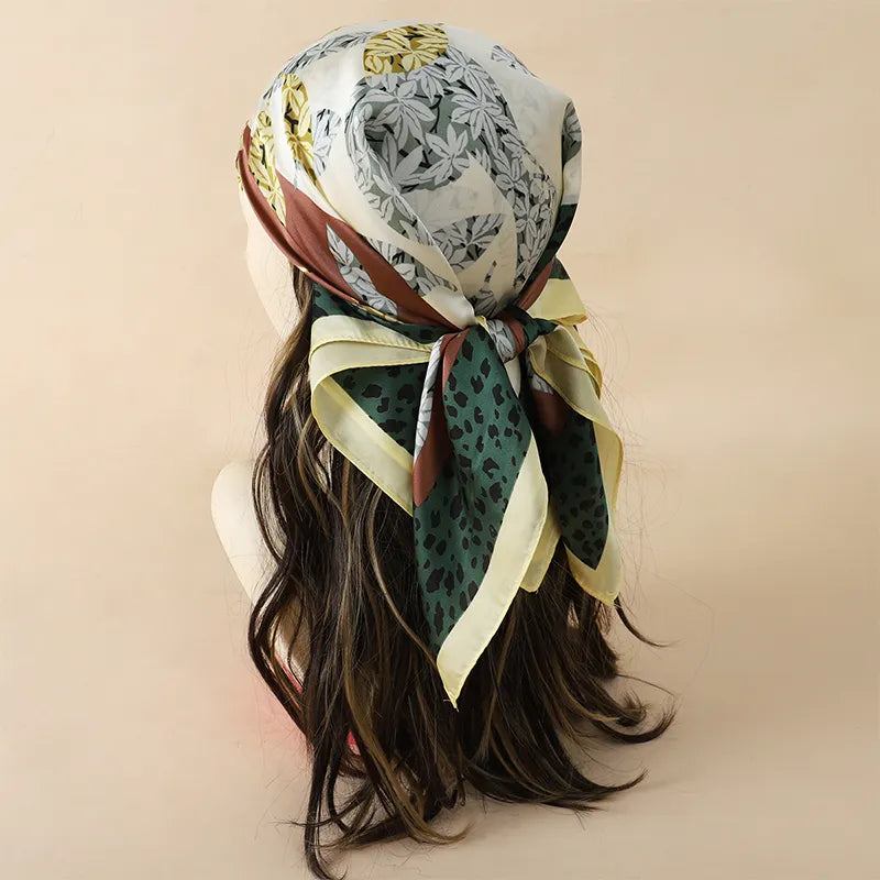 70x70cm Women Scarf Silk Feeling Hair Neck Square Brand Office bandanna muffler Waiter Flight Attendants Handkerchief Rings wrap