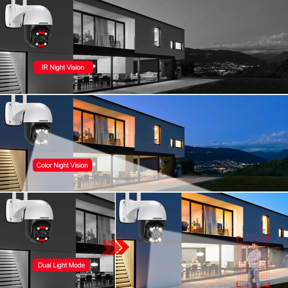 8MP Dual Lens 2.8mm -12mm 8X Zoom 4K PTZ WiFi IP Camera Outdoor AI Human Tracking CCTV Audio Home Security Surveillance Camera