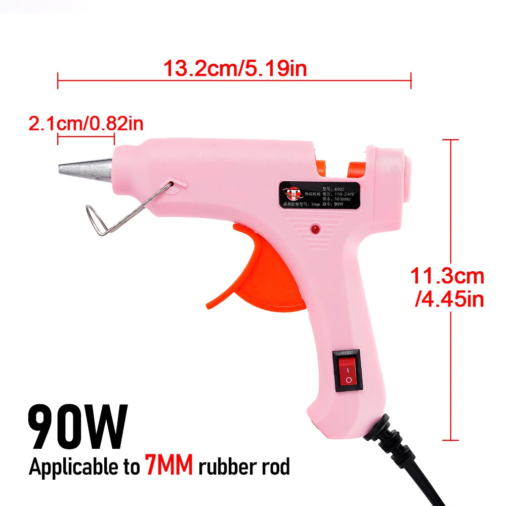 90W Hot Melt Glue Gun with Switch for 7mm Glue Stick Mini Indusrial Adhesive Hot Gun Electric Heat Temperature Gun Repair Tool