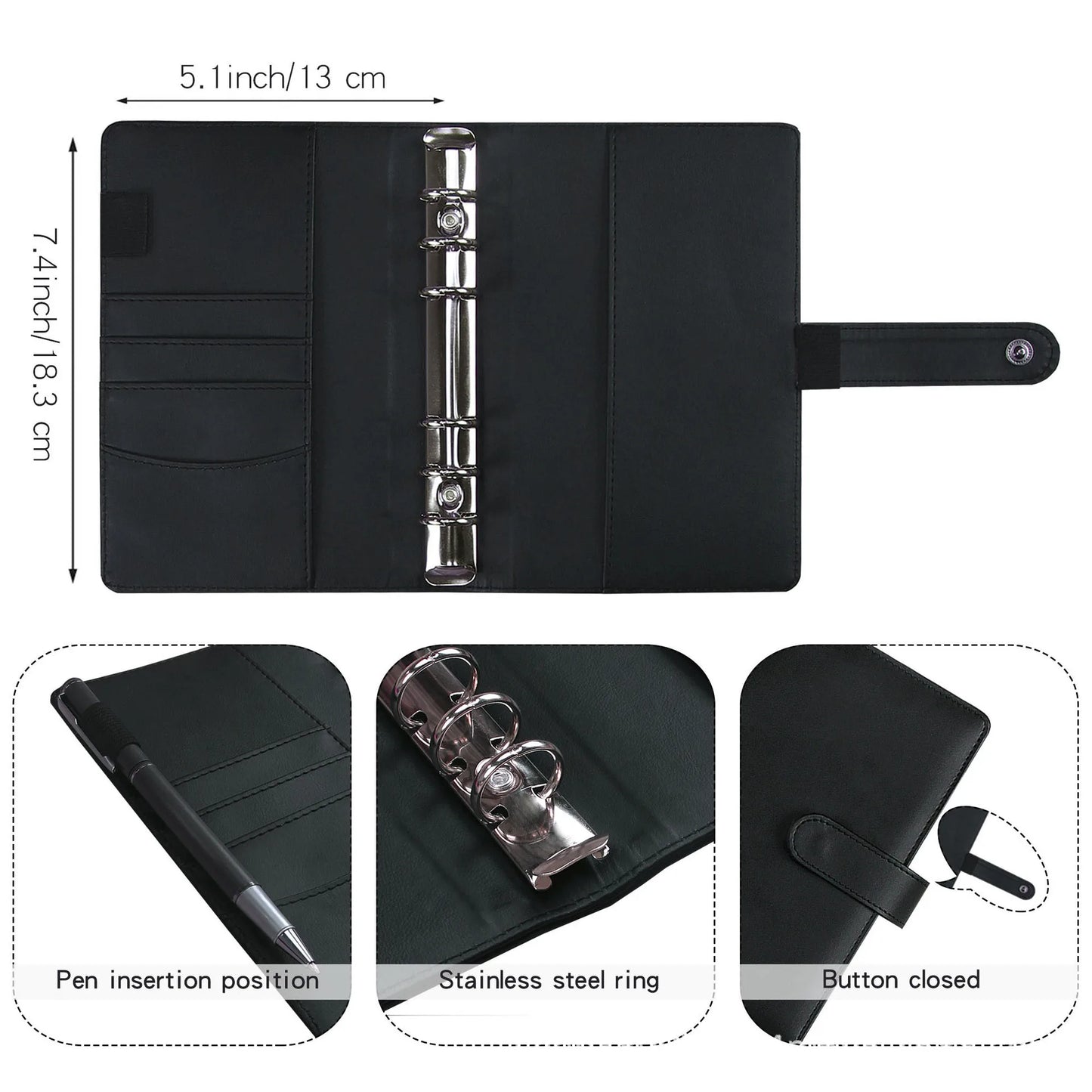 A6 Budget Binder Planner With 12 Pieces Cash Envelopes, Colorful PU Leather Notebook Binder With 12 PCS A6 Binder Pockets