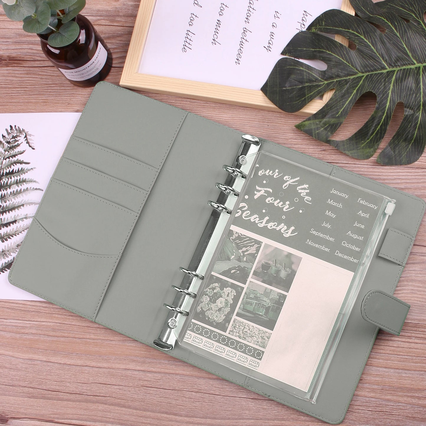 A6 Budget Binder Planner With 12 Pieces Cash Envelopes, Colorful PU Leather Notebook Binder With 12 PCS A6 Binder Pockets