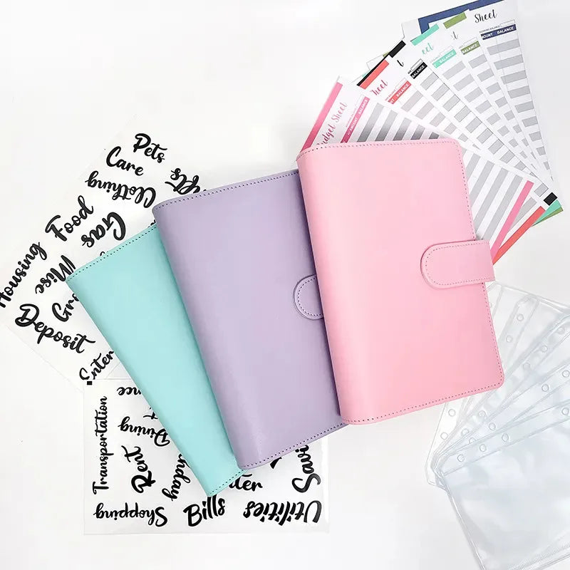 A6 Budget Binders Planner 6 Hole 8 Zipper Envelopes 2 Stickers in One  NoteBook Wallet  For Save Money Organizer  Cash System