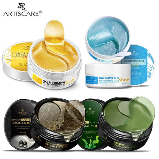 ARTISCARE Eye patches Hyaluron Acid & Gold & Seaweed & Black Pearl Anti Wrinkle Dark Circles Crystal Collagen Gel Eye Masks