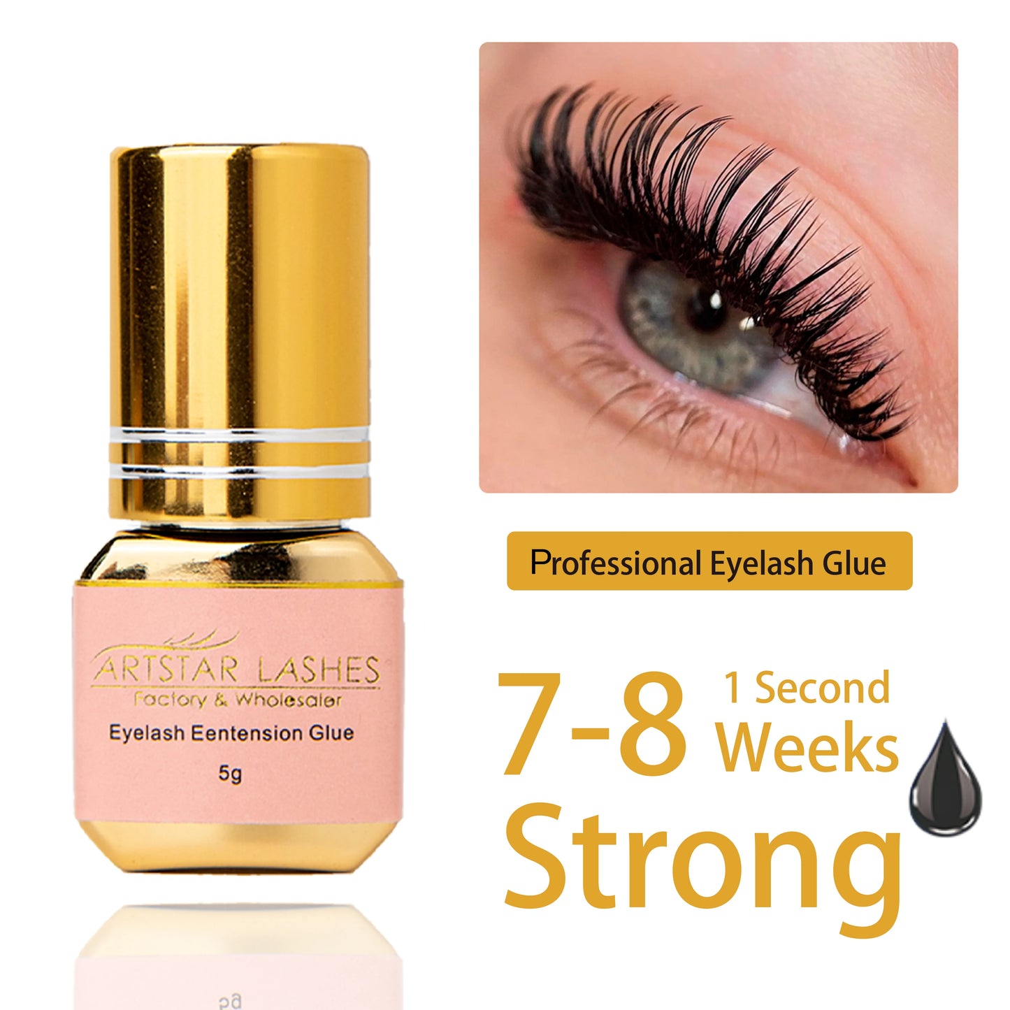 ARTSTAR 5ml Eyelash Glue Extensions 0.5S/1S/2S Fast Drying Lashes Extension Adhesive Low Smell Long Lasting Lash Glue