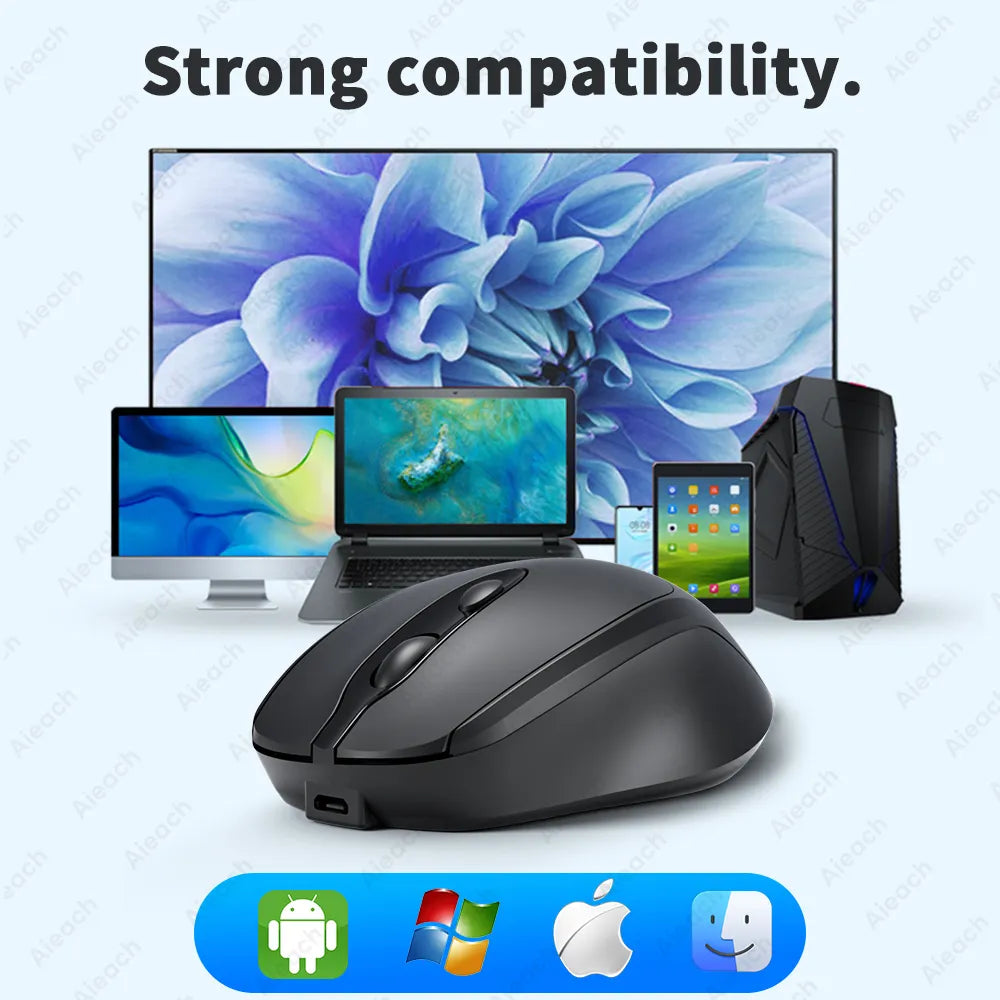 Aieach Rechargeable Wireless Bluetooth Mouse Silent WIRELESS COMPUT MOUS USB Ergonomic Gamer Mouse For Computer Laptop Macbook