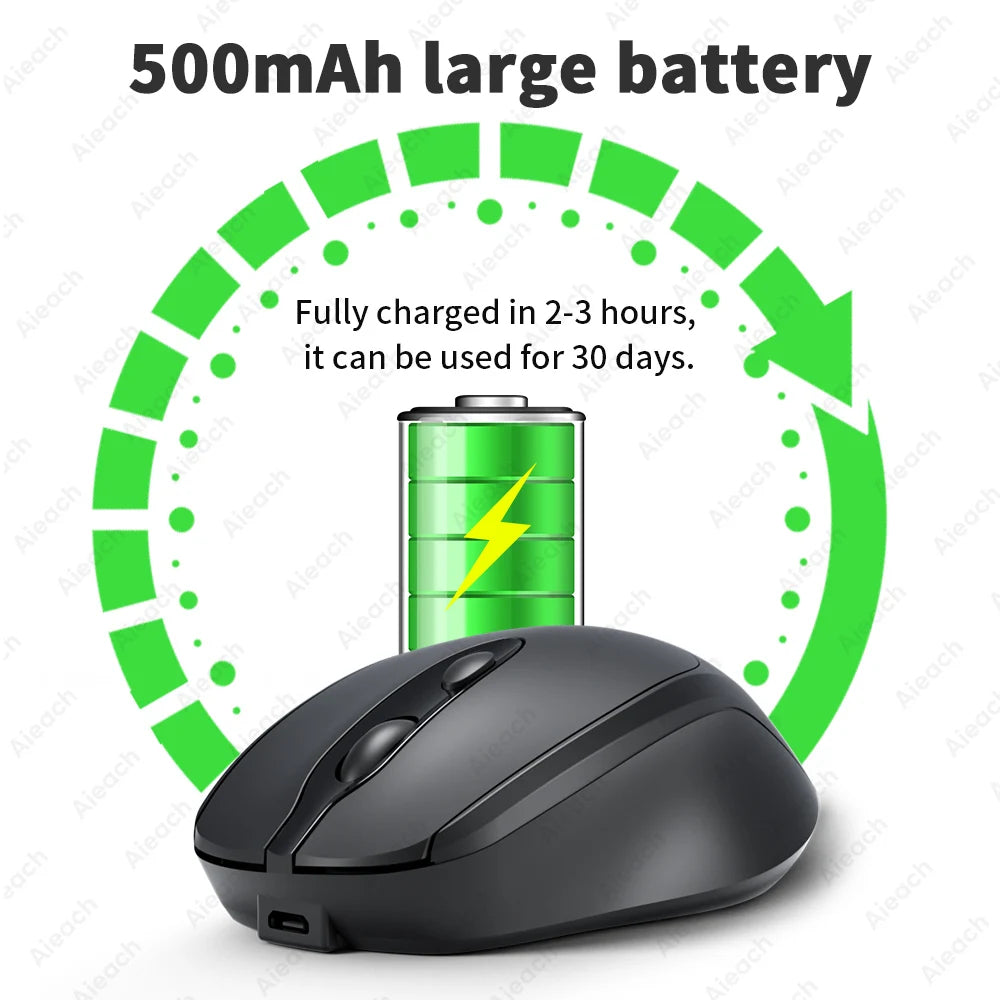 Aieach Rechargeable Wireless Bluetooth Mouse Silent WIRELESS COMPUT MOUS USB Ergonomic Gamer Mouse For Computer Laptop Macbook