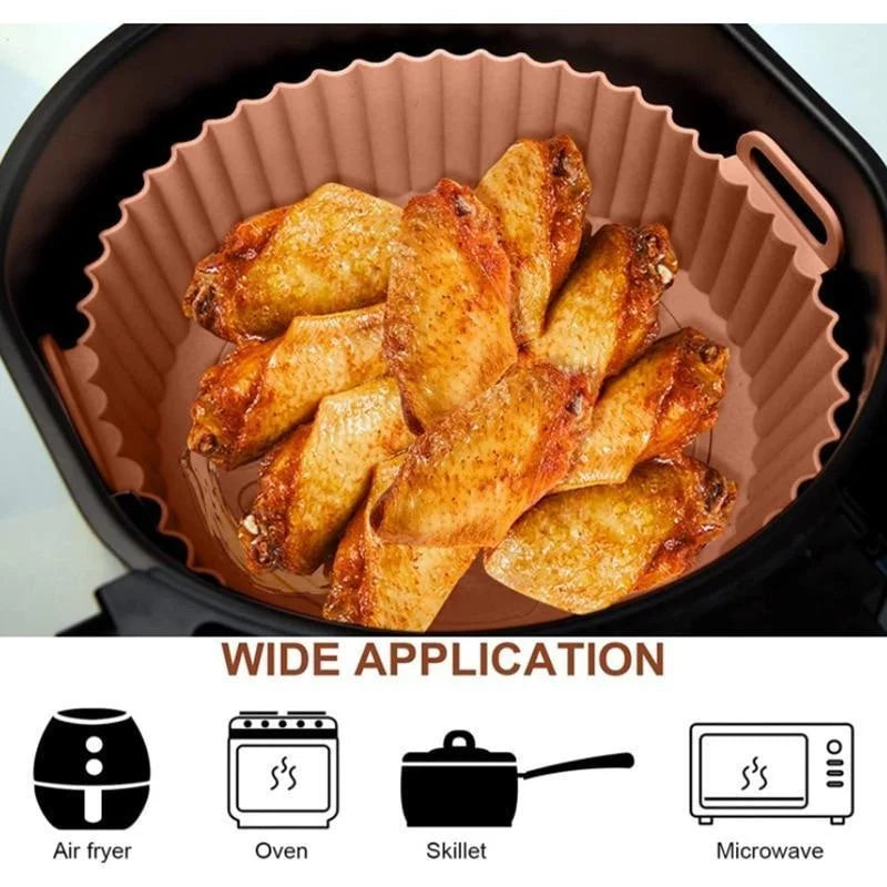 Air Fryer Silicone Liners Air Fryer Silicone Pot Reusable Silicone Air Fryer Liners Food Safe Non Stick Air Fryer Basket Accesso