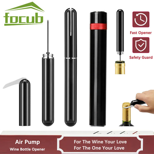 Air Pump Wine Bottle Opener Portable Wine Corkscrew Stainless Steel Pin Air Pressure Wine Corkscrew for Home Party Wine Tools