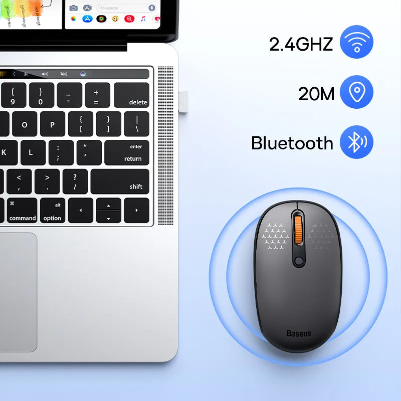 Baseus Mouse Bluetooth Wireless Computer 1600DPI Silent Mouse with 2.4GHz USB Nano Receiver  for PC MacBook Tablet Laptop