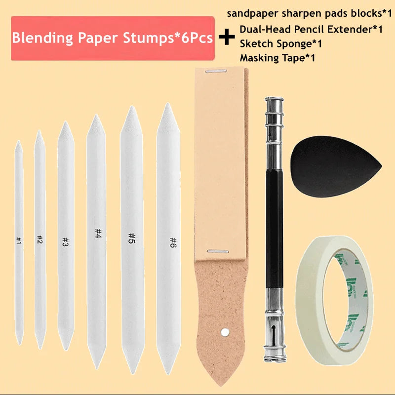 Blending Stumps and Tortillions Paper Art Blenders Sandpaper Pencil Sharpener Pointer for Artist Charcoal Sketch Drawing Tools