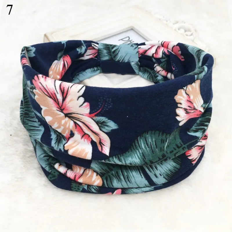 Bohemian Wide Cotton Stretch Headbands Women Headwrap Turban Headwear Bandage Hairbands Bandana Wide Headbands Hair Accessories