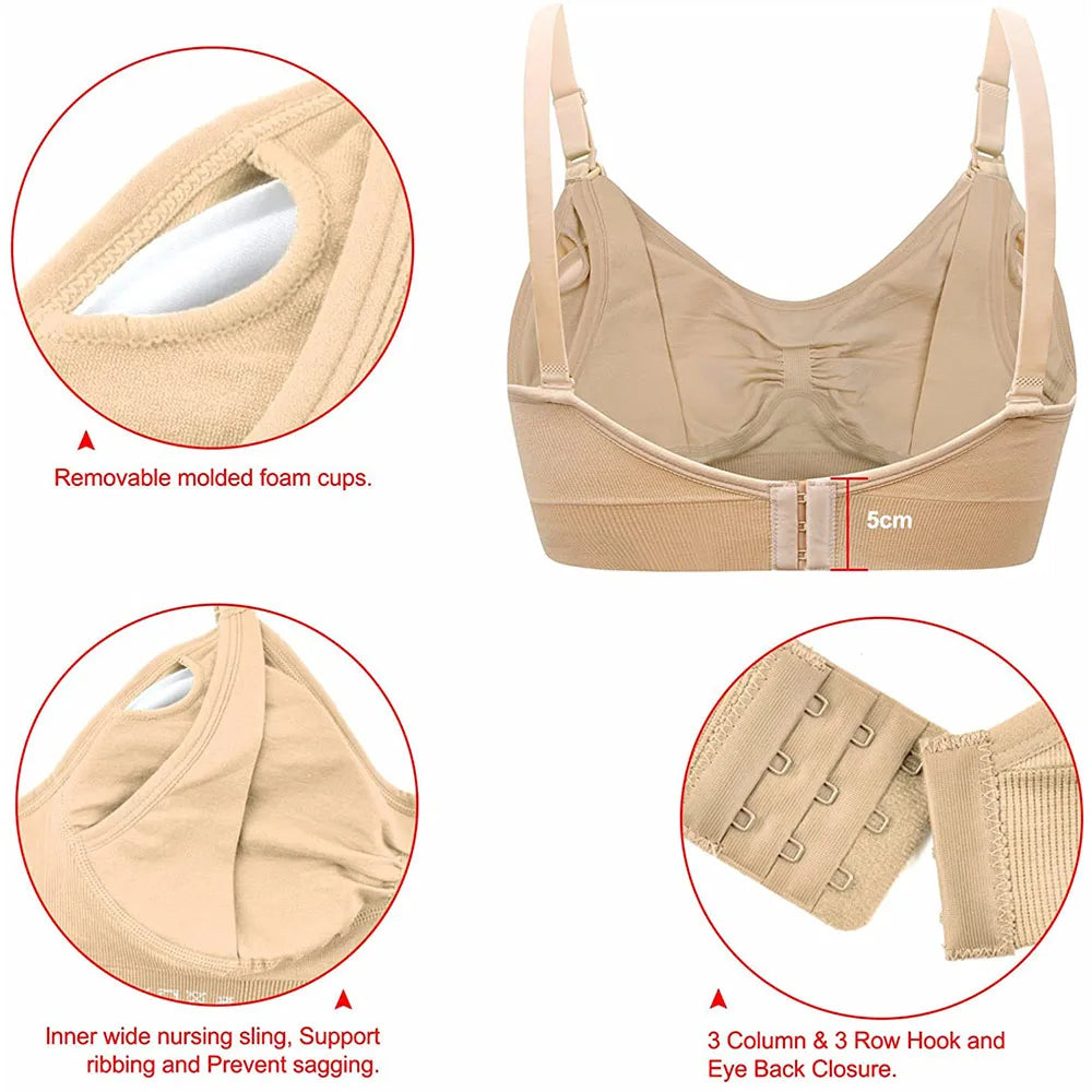 Breastfeeding Bras Maternity Nursing Bra for Feeding Nursing Underwear Clothes for Pregnant Women Wirefree Breathable Bra