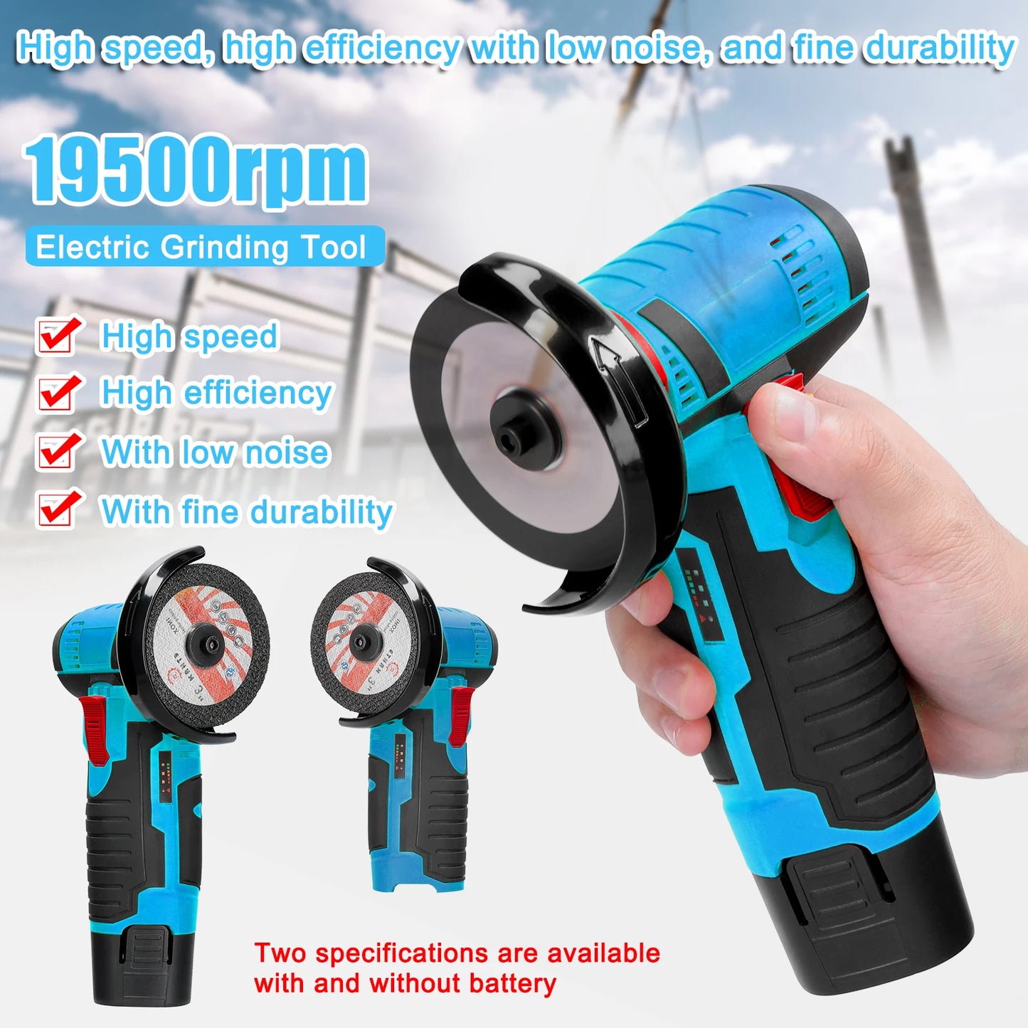 Brush/Brushless Angle Grinder 500W 19500rpm Electric Polishing Grinding Machine Mini Cordless Cutting Diamond Cutting Grinder