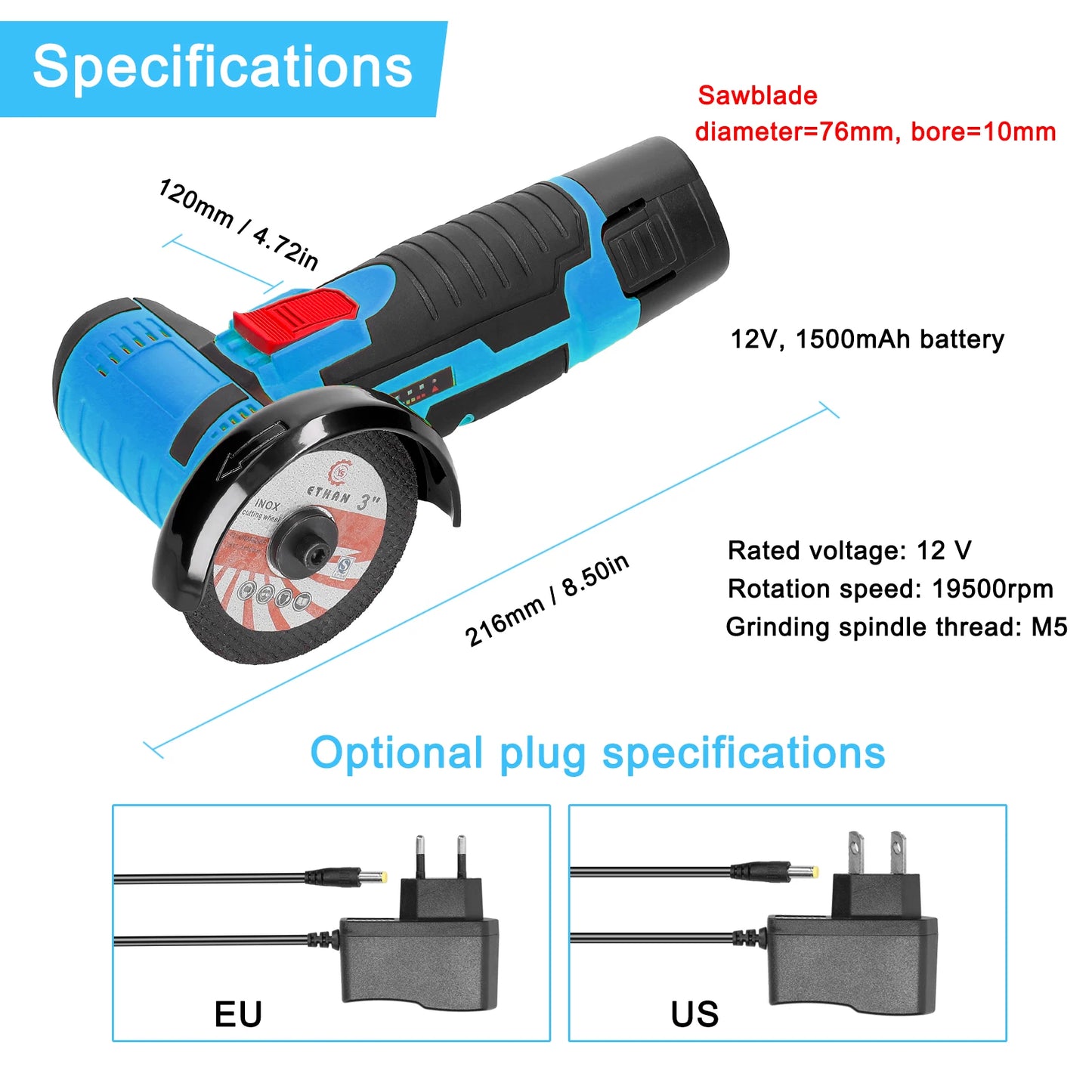 Brush/Brushless Angle Grinder 500W 19500rpm Electric Polishing Grinding Machine Mini Cordless Cutting Diamond Cutting Grinder