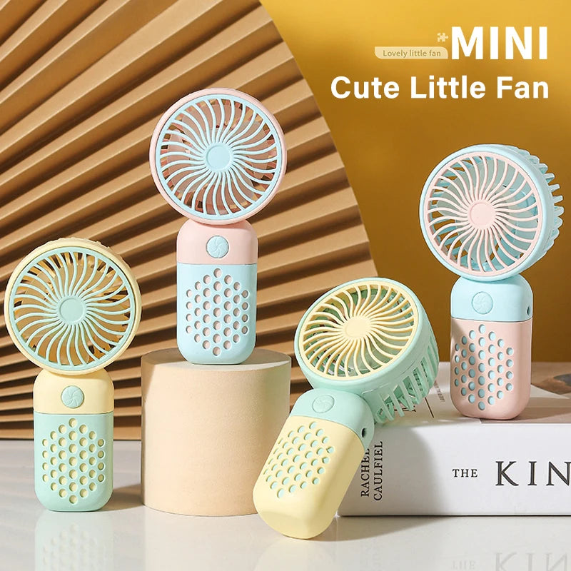 Cute USB Mini Fan Portable Handheld Fan Rechargeable Mini Handy Fan Pocket Size Low Noise Small Electric Fan Student Dormitory