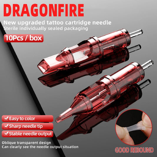 DRAGONFIRE Tattoo Cartridge Needles RS RL RM M1 Makeup Permanent 10Pcs with Membrane Safety Cartridges Disposable Tattoo Needle