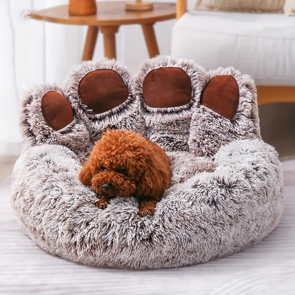 Dog Bed Cat Pet Sofa Cute Bear Paw Shape Comfortable Cozy Pet Sleeping Beds For Small Medium Large Soft Fluffy Cushion Dog Bed