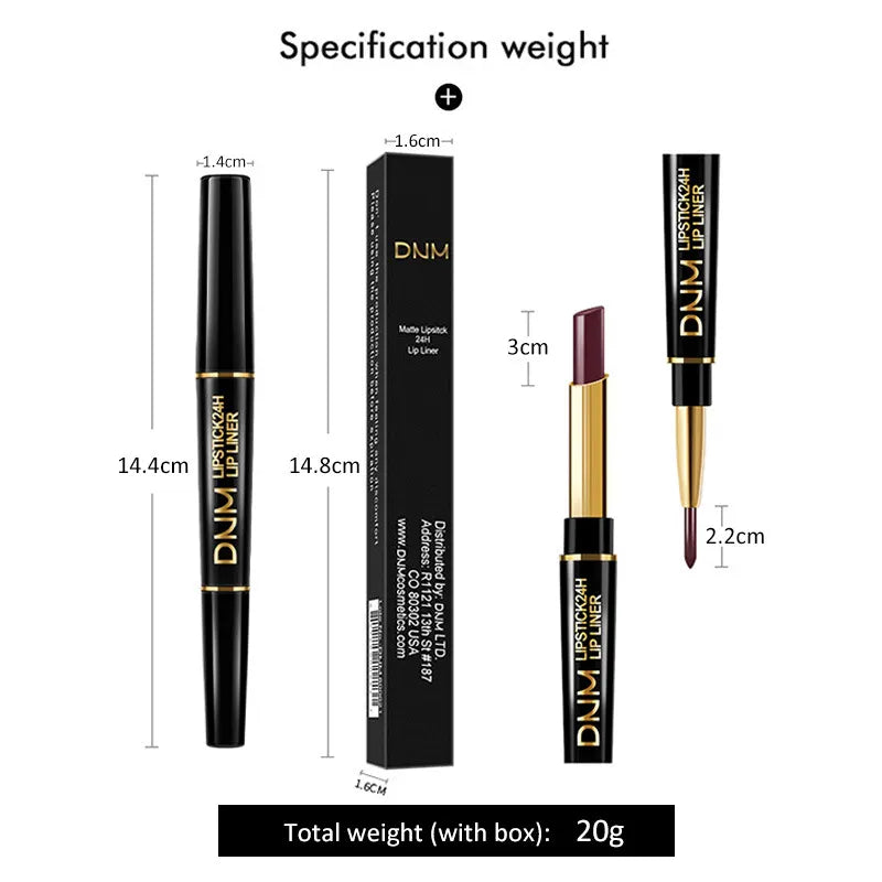 Double Ended Matte Lipstick Long Lasting Wateproof Lipsticks Brand Lip Makeup Cosmetics Dark Red Lips Liner Pencil TSLM1