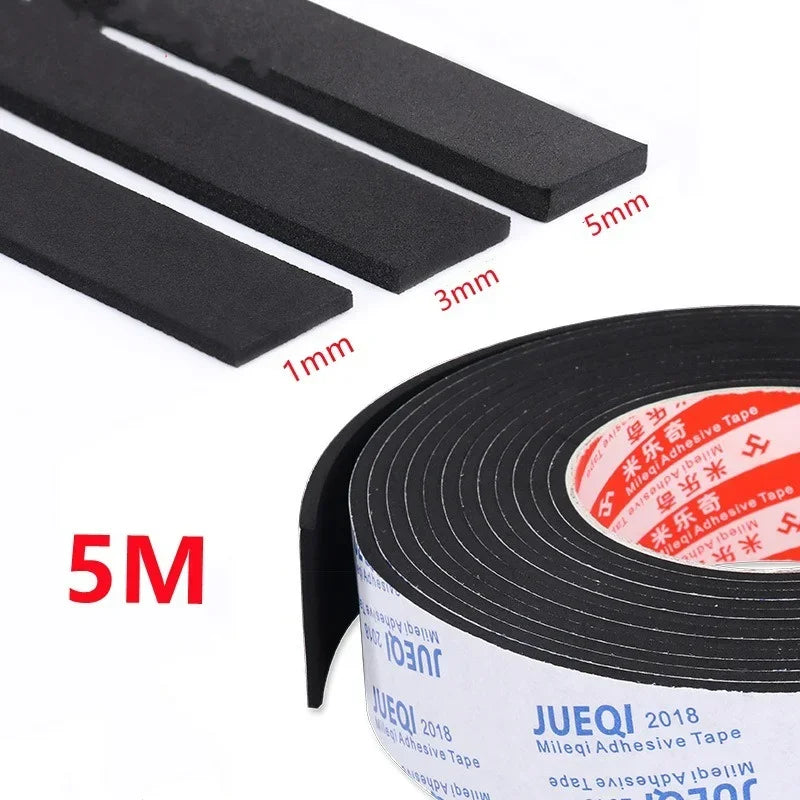 EVA Sponge Anti-collision Strip Tape Double-sided Strong Self-adhesive Tape Door Frame Gap Sealing Strip Black Foam Glue Tapes