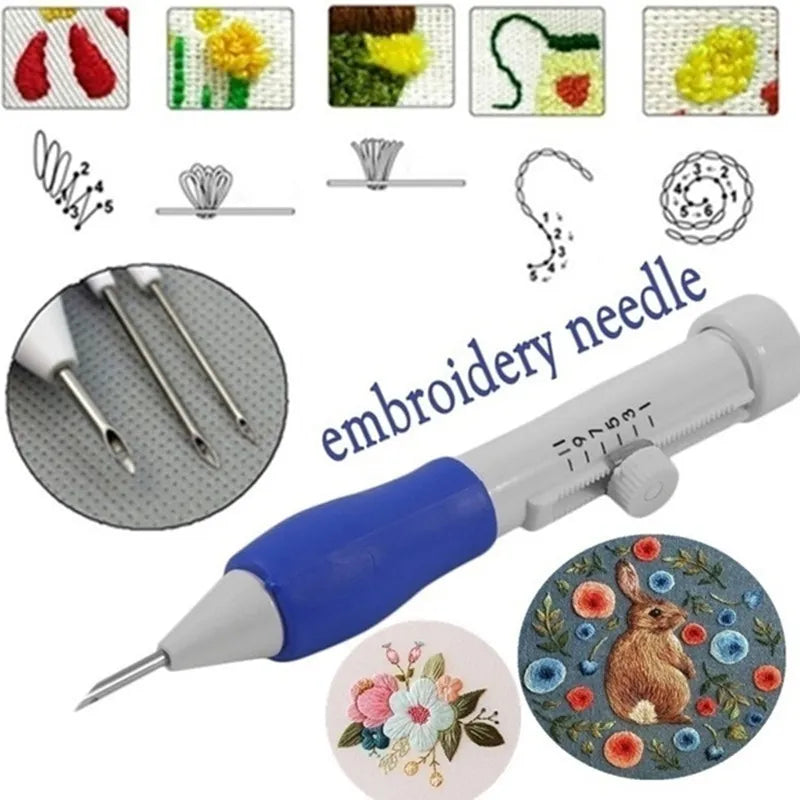 Embroidery Punch Needle Kit Stitching Tool Set Magic Embroidery Needle Pen Weaving Tool Knitting Sewing Tools for DIY Sewing