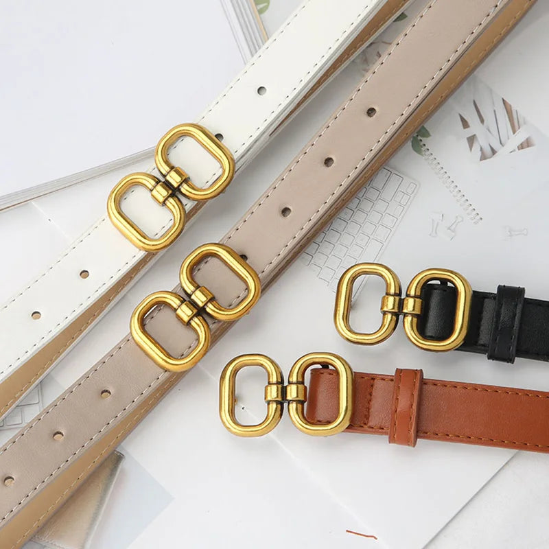 Fashion Pu Leather Belt For Women Designer Metal Buckle Waist Strap Female Jeans Dress Trouser All-match Decorative Waistband