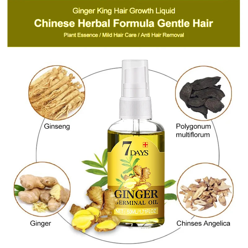 Fast Hair Growth Men Women Ginger Growth Hair Oil Treatment Anti Hair Loss Scalp Treatment Serum Products Beauty Health