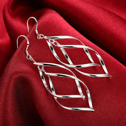 Fine High quality 925 Sterling Silver Earrings fashion Jewelry elegant Woman  Hanging Drop long wedding Christmas Gifts