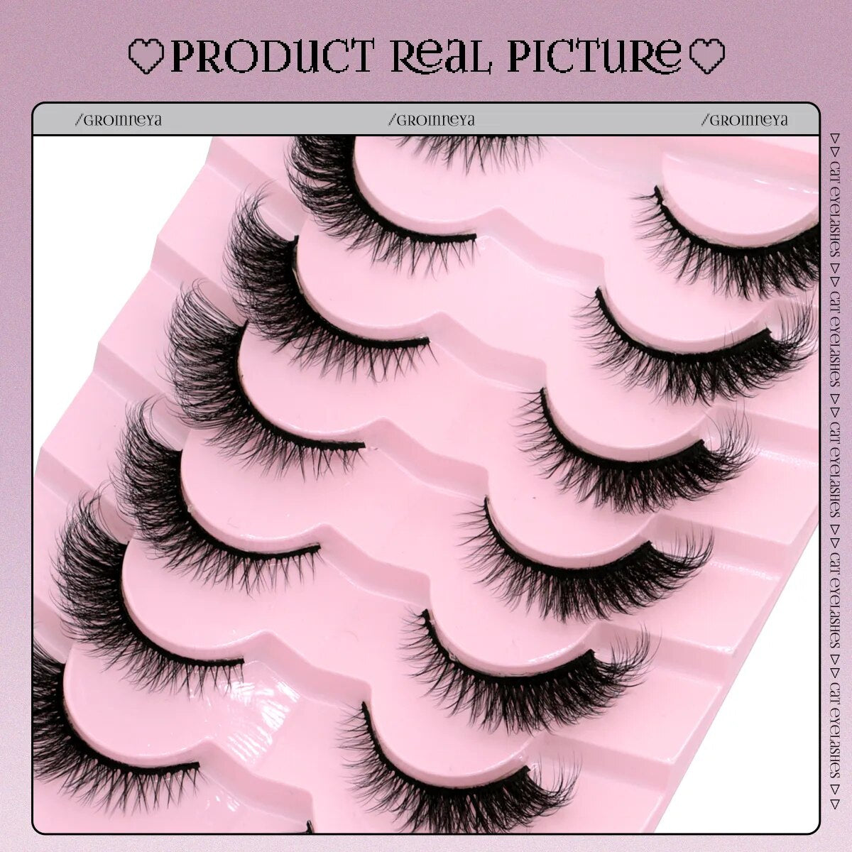 GROINNEYA Cat Eye Lashes Faux Mink Eyelashes Winged End Eye Elongated Eyelashes Fake Lashes Soft Natural long Full Strip Lashes