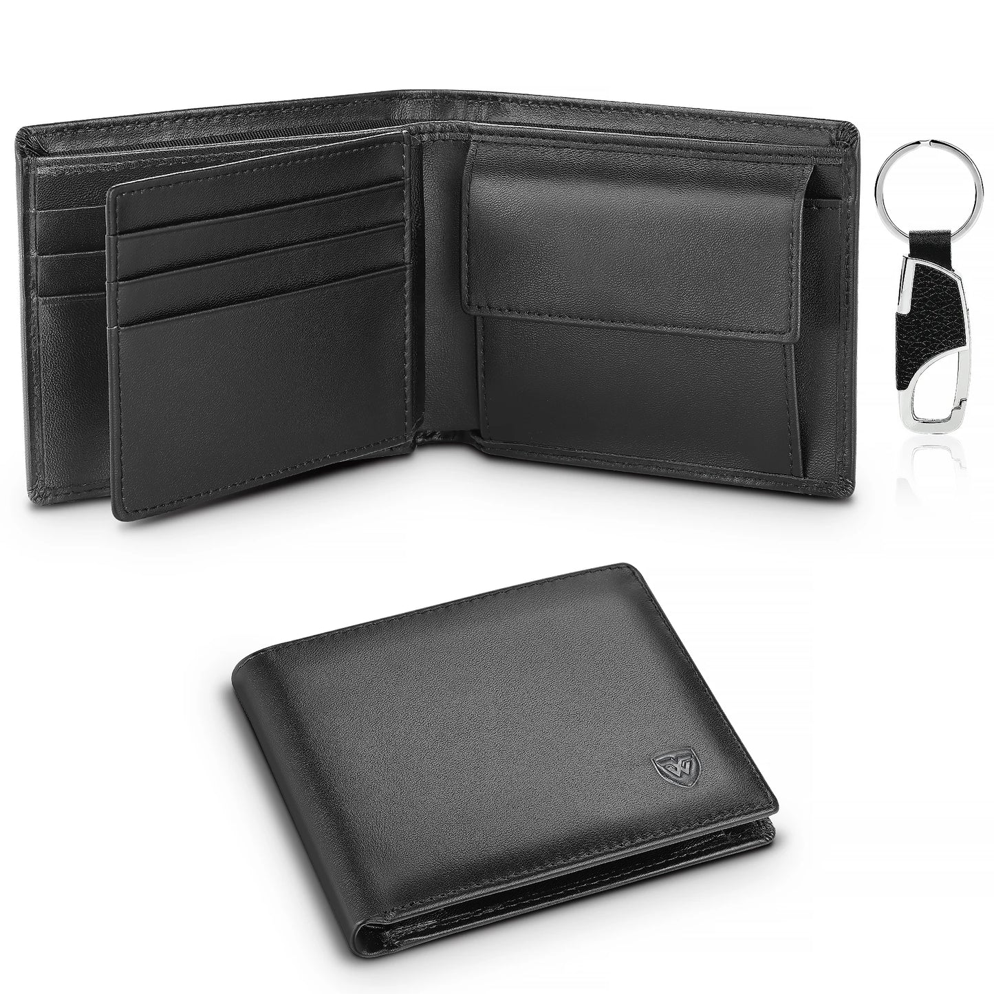 Genuine Leather Wallet Men Classic Black Soft Purse Coin Pocket Credit Card Holder