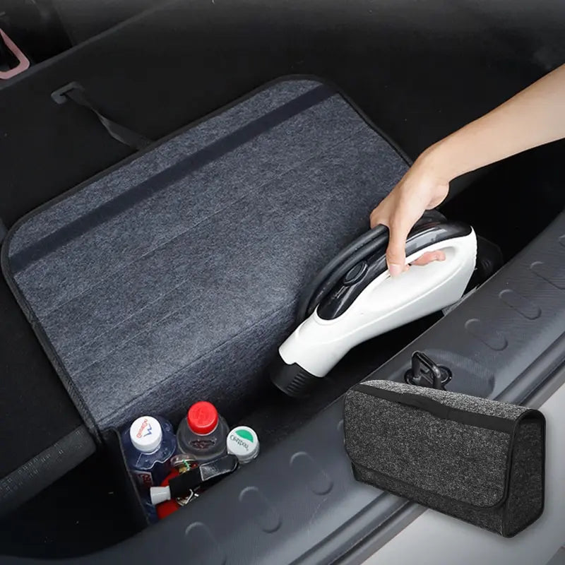 Gray Car Organizer Bag Car Trunk Organizer Anti Slip Compartment Boot Storage Organizer Tool Car Storage Bag Organizer for Trunk