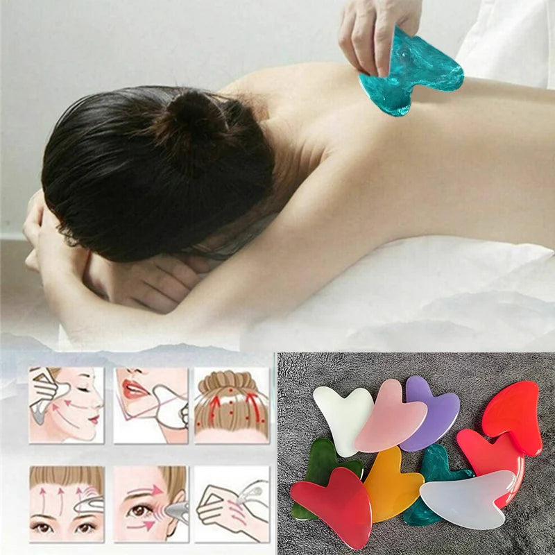 Guasha Massage Face Massag Resin Beeswax Gua Sha Imitation Jade Board Acupoint Eye Care SPA Massager Tool massage visage