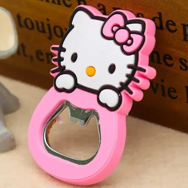 Hello Kitty Bottle Opener Sanrio My Melody Anime Cute Cartoon Pink Girly Heart Silicone Beer Bottle Opener Fridge Sticker Gift