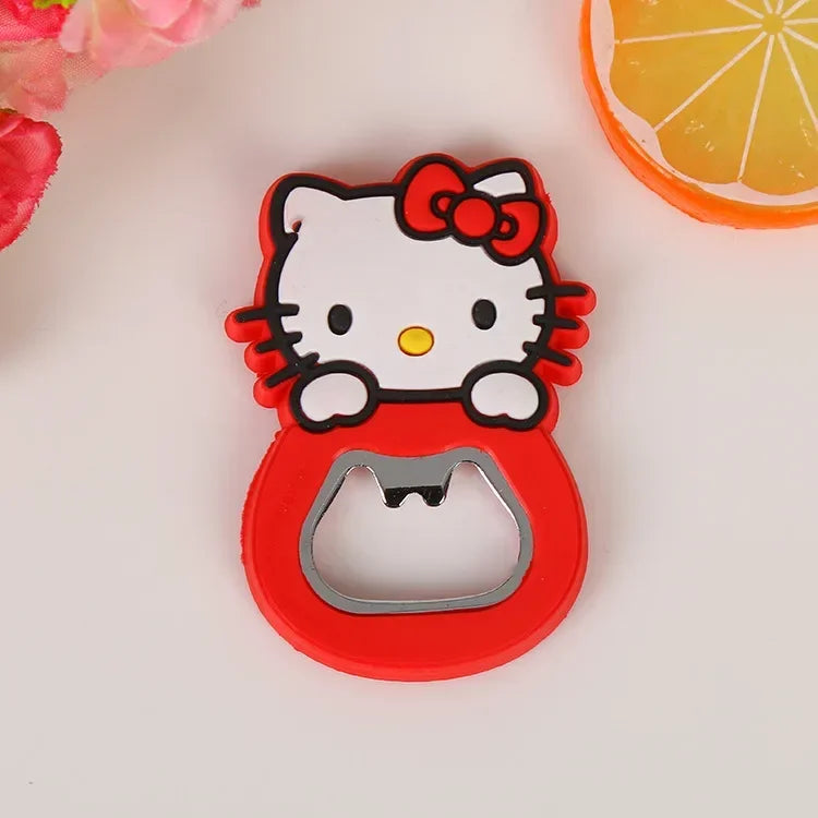 Hello Kitty Bottle Opener Sanrio My Melody Anime Cute Cartoon Pink Girly Heart Silicone Beer Bottle Opener Fridge Sticker Gift