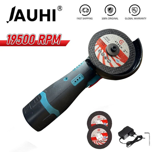 JAUHI 12V 19500rpm Cordless Angle Grinder Electric Grinding Cutter for Cutting Polishing Ceramic Tile Wood Stone Steel