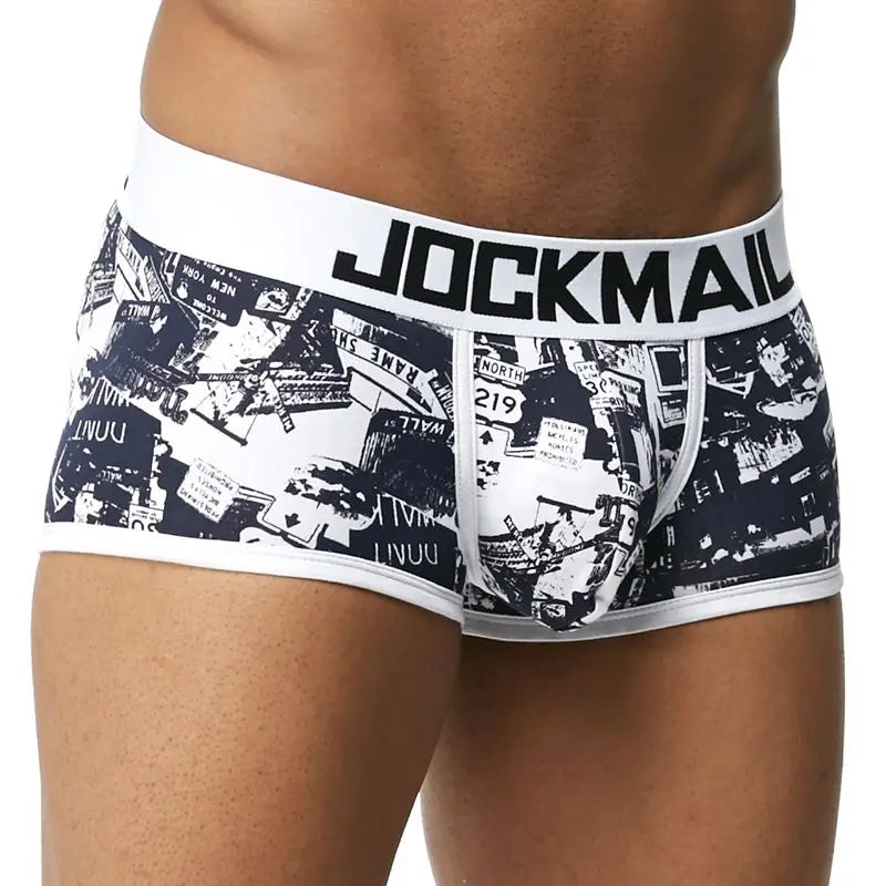 JOCKMAIL Sexy Men's Cotton Panties Boxer Male Underwear Solid Men's Shorts Breathable Underwear Striped Boxer shorts  men boxer