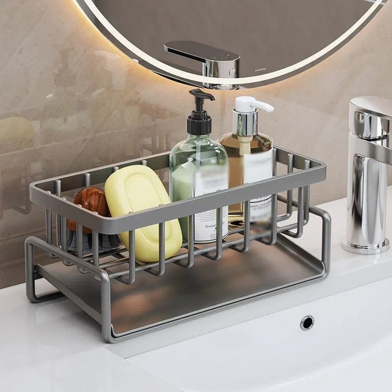 Kitchen Sink Drain Rack Organizer Stainless Steel Self-draining Sink Shelf Soap Sponge Holder Dishcloth Towel Rack filter basket