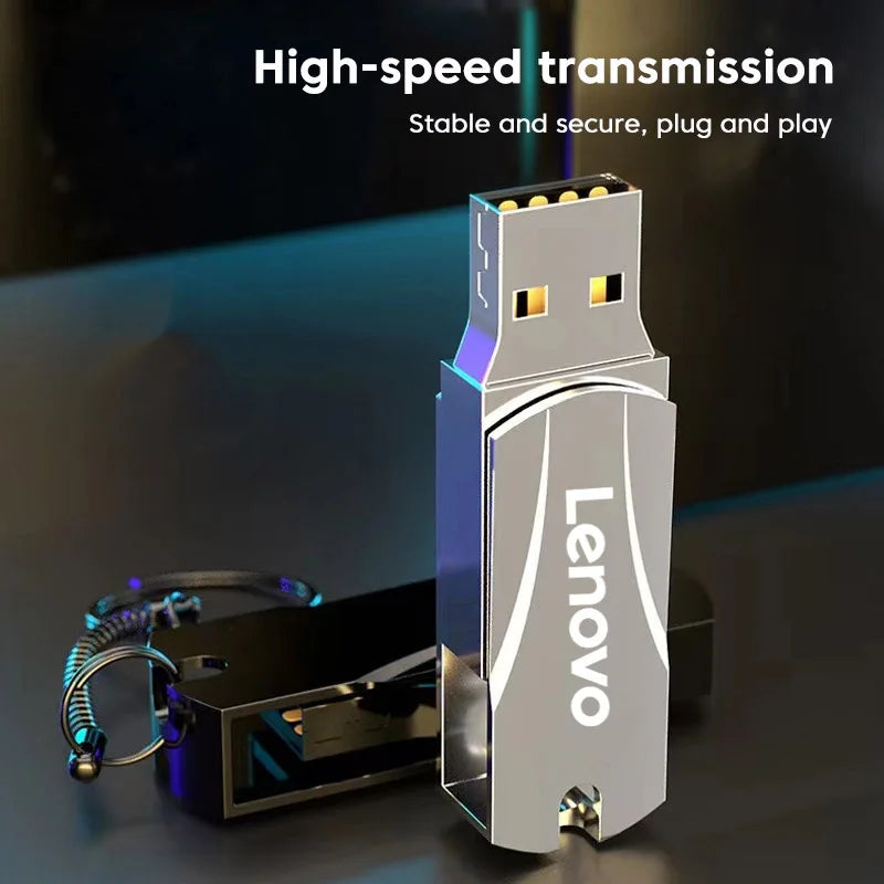 Lenovo New Super Mini Metal Usb Flash Drive 128/256/512GB Tiny Pendrive Memory Stick 1TB 2TB Storage Device WaterProof U Disk