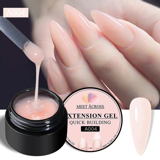 MEET ACROSS 8ML Quick Extension Nail Gel Vernis Nude Milk White Gel Nail Polish UV Semi Permanent Nails Art For Manicure Tools