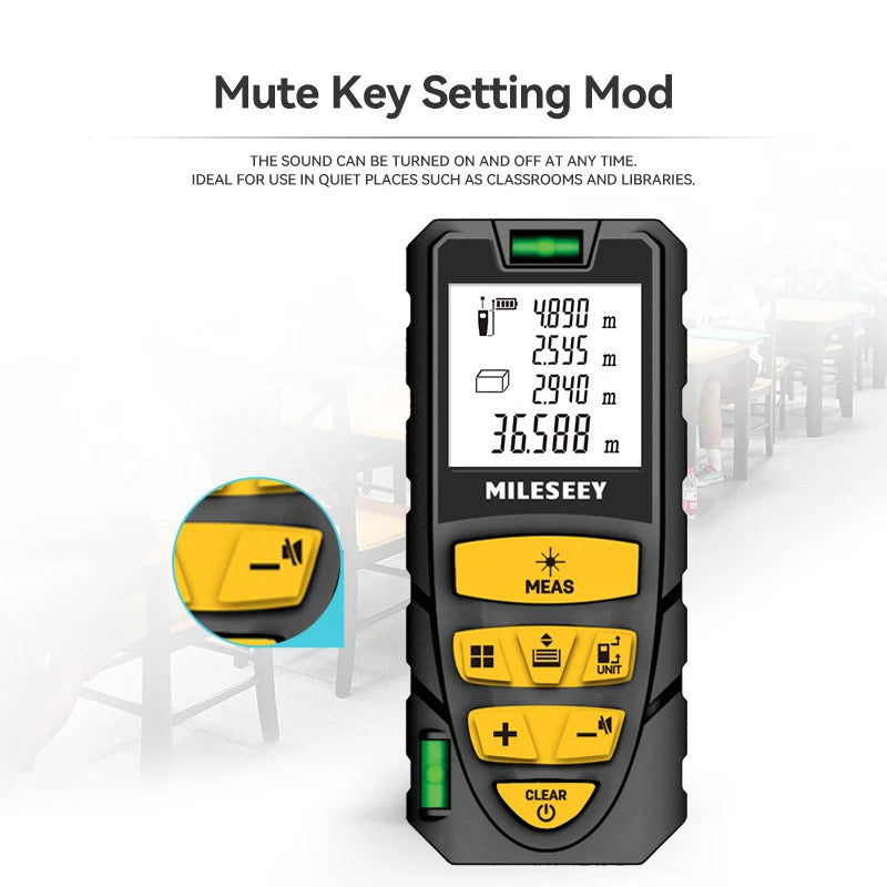 MILESEEY Laser Distance Meter S2 40M 60M 80M 100M 120M Laser Rangefinder,Trenas a Laser with Multi Measurement Function