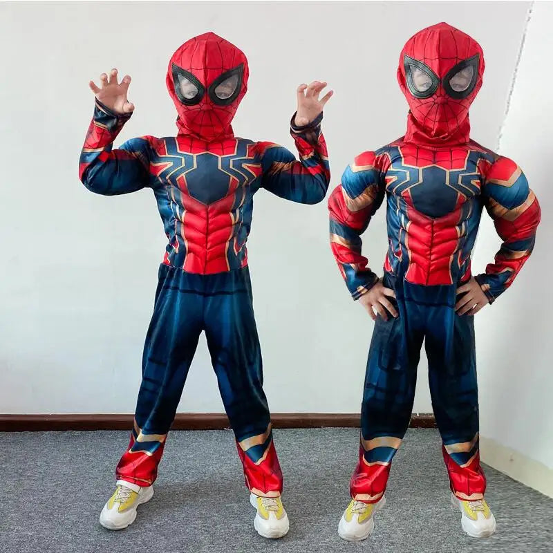 Marvel Superhero Spider Man Captain America Iron Man Thor Hulk Cosplay Costume Muscle Bodysuit Jumpsuit for Kids Halloween Party