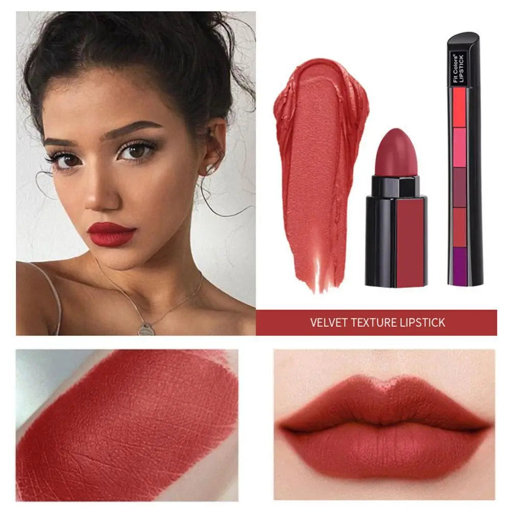 Matte 5-color Lipstick Set Velvet Lip Stick Non-stick Lip Gloss Long Lasting Waterproof Sexy Red Lipstick Lip Makeup