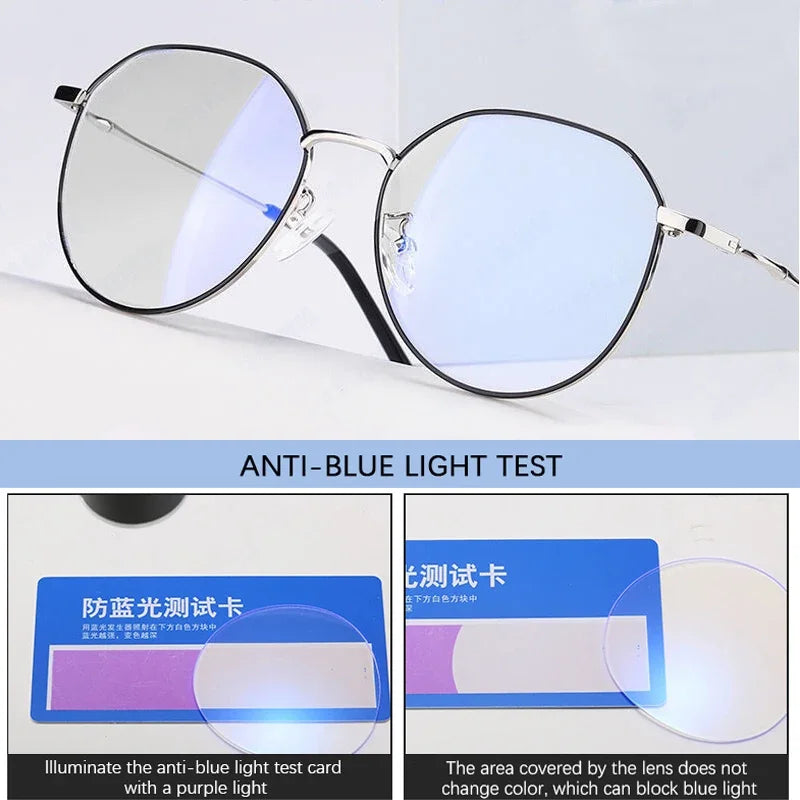 Metal Round Anti Blue Light Glasses Women Men Classic Square Eyeglasses Frames Transparent Computer Glasses Oculos Feminino