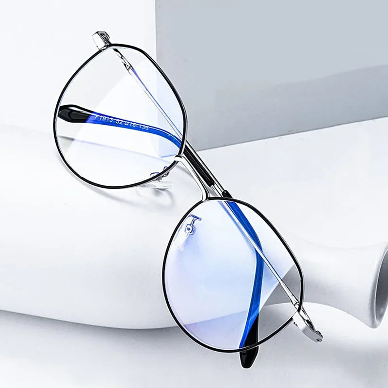 Metal Round Anti Blue Light Glasses Women Men Classic Square Eyeglasses Frames Transparent Computer Glasses Oculos Feminino