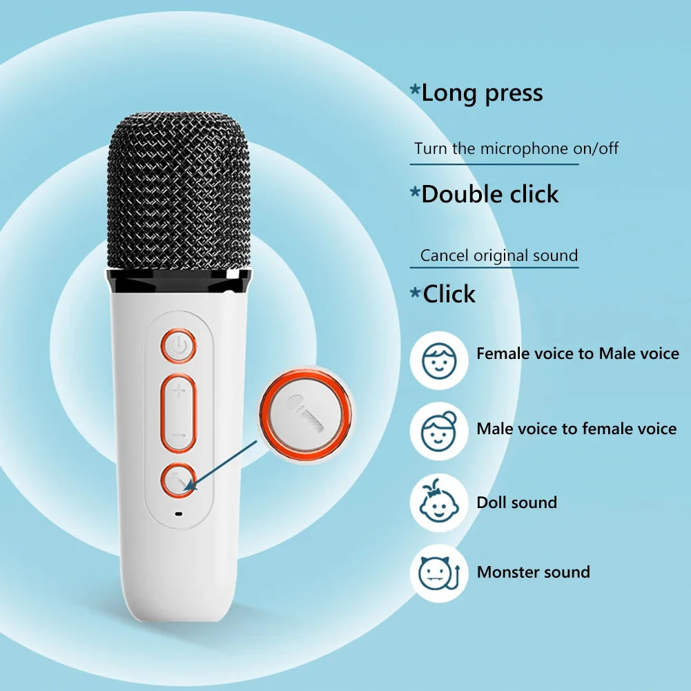 Microphone Karaoke Machine Portable Bluetooth 5.3 PA Speaker System with 1-2 Wireless Microphones Home Family Singing Machine