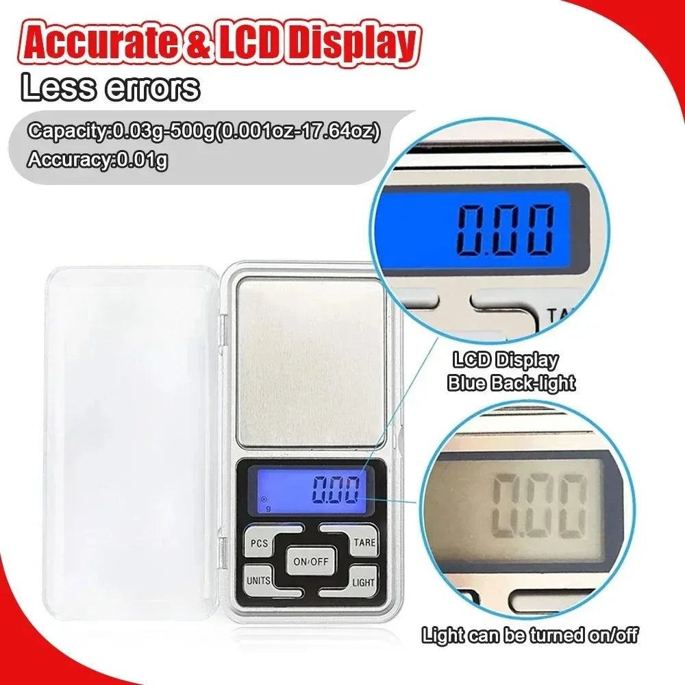 Mini Electronic Scales High Precision Pocket Digital Scale for Gold Sterling Jewelry Balance Gram For Kitchen Scale 500gx0.1g