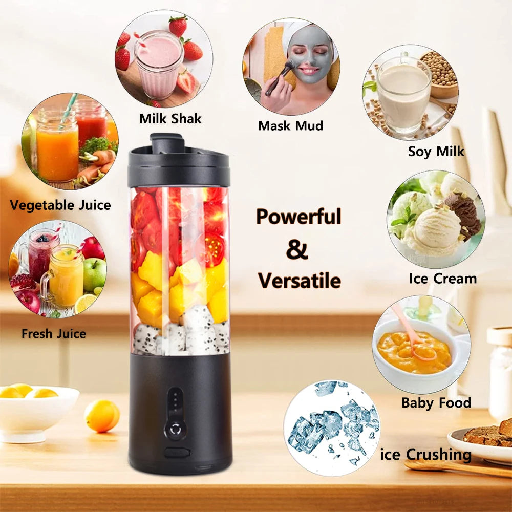 Mini Portable Blender Electric Fruit Juicer Smoothie Orange Fresh Juice Blender Multifunction Rechargeable Portable Bottle Mixer