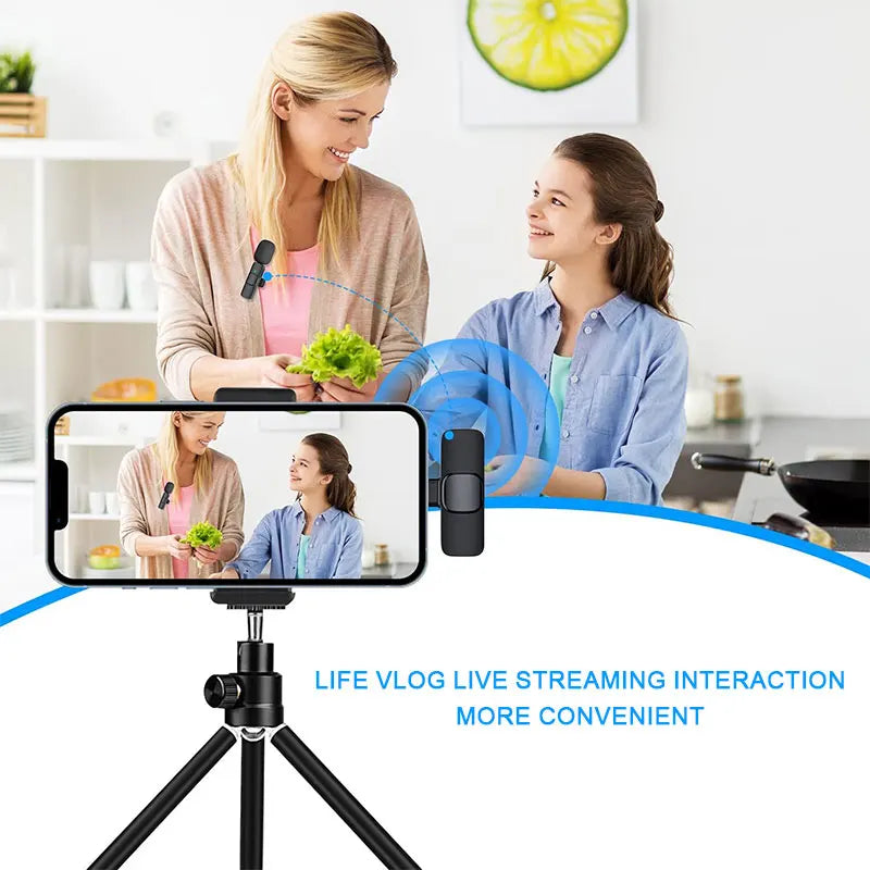 Mini Portable Wireless Tie Microphone Lavalier Mic For Iphone Android MobilePhone Interview Recording Live Vlog Broadcast Gaming